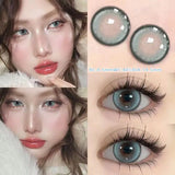 Popxstar 2PCS Colored Contact Lensee Myopia Green Natural Pupils Effect High Quality Lens With diopter Cosmetic Blue Twinkling Eye