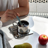Popxstar Nordic Mug 3pcs Set 304 Stainless Steel Coffee Mug Heat Resistant Milk Cup with Saucer Spoon Placemat Tableware Set