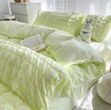 3/4Pcs Bedding Set Solid-Color Minimalist Bubble Gossamer Bed Linen With Ruffles Double Bed Beddings Sets Full Four-Season