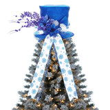 Elegant Glitter Christmas Tree Topper Bow – 9.84in Sparkly Accent with Decorative Spruce Branches – Holiday Xmas Decoration for Trees & Snowman, Easy to Store