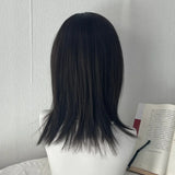 Popxstar Y2K Wig for Women Black Medium Long Straight Hair Natural Simulation Daily Use Wig with Bangs Short Hair Bob Wig