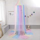 Popxstar Tri Color Rainbow Bedspread Girls Room Canopy Bed Net Suitable for Single Bed/Single Bed//Double Bed Girls Room Decor