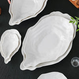 Popxstar  1PC Ceramic Sashimi Plate Creative Oyster Shaped Salad Plate Artistic Concept Cuisine Specialty Plate Hotel Tableware