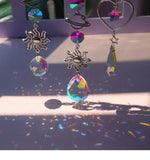 Popxstar Crystal Wind Chime Moon Sun Catcher Diamond Prisms Pendant Gift of Good Luck Outdoor Rainbow Hanging Drop Home Garden Decor