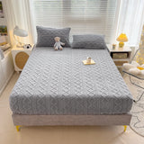 Popxstar  Winter Warm Fitted Sheet Milk Velvet Bed Cover Solid Color Thickened Mattress Protector for Bedroom Living Room Mattress Cover