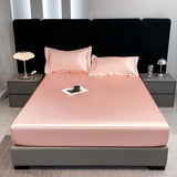 Popxstar Rayon Satin Waterproof Fitted Sheet Silky Solid Color Bed Sheet Elastic Band Sheets Smooth Bedsheet Mattress Cover