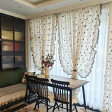 Popxstar  Black Embroidered Lace Rose Window Screen Embroidered Curtain with Lace Partition, Transparent But Not Transparent Curtains
