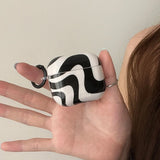 Popxstar  for apple airpods pro 2 earphone case black white curve gloss soft protection cover korea couple silicone case for airpods 1 2 3