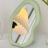 Popxstar 1PC Cream Style Makeup Mirror Decorative Irregular Simple Standing Dresser Mirror Cloud Shaped French Hairdressing Wall Mirror