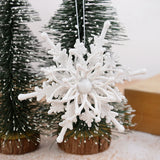 Popxstar 12cm Christmas 3D Snowflake Pendants Ice Glitter White Snowflake Xmas Tree Hanging Decoration For Home New Year Noel Gifts