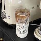 Popxstar  Line Doodle Drinking Glass Elegant Transparent Cup for Cocktail Juice Iced Coffee Crystal Clear Minimalist Drinkware Gift
