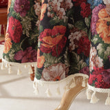 Home Decoration Round Tablecloth Pastoral Floral Jacquard Thickened Table Cloth with Tasseles Party Kitchen Dining Table Cover