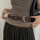 Popxstar N Retro Belt Female New Style Rivet Punk Belt With Jeans Belt Personality Y2K Black