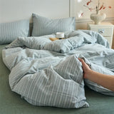 Popxstar  Luxury Cotton Stripe 3-Piece Duvet Cover Set (1 Duvet Cover + 2 Pillowcases),Yarn-Dyed,Soft Bedding Set, Multiple Sizes