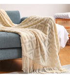 Popxstar  Summer Blanket for Bed Sofa Knitted Blanket With Tassel Nap Blankets Air Conditioning Blanket Soft Throw Blanket Bed Sheet Cover