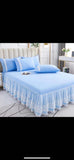 Popxstar shabby chic New 3 Layers Bed Skirt Lace Ruffled Bed Skirt Couvre Lit Bedroom Bed Cover Bed Skirt Non-slip Mattress Cover Bedsheet Bedspread