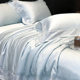 Popxstar  Lyocell Bamboo Fiber Luxury Embroidery Summer Quilt Soft Silky Thin Comforter Blanket With Bed Sheet Pillowcases Bedding Set