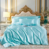 Popxstar High End Queen Duvet Cover Set Silky Soft Cozy King Size Bedding Set Luxury Polyester Satin Smooth Single Double Bedding Sets