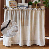 Popxstar 1PC Japanese Solid Color Stripes Short Curtain for Cupboard Kitchen Top and Bottom Edging Sheer Window Drape Study