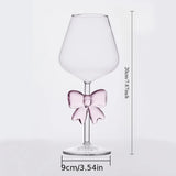 Popxstar Pink Bow Glass Decor Glass Cup Goblet Bow Handle Glasses Heat-resistant High Borosilicate Dessert Ice Cream Bowl Festival Gifts