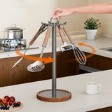 8 Hooks Rotating Spatula Rack Stable Base Movable Kitchen Utensil Stand Anti Slip Space Saving Spatula Storage Rack Countertop