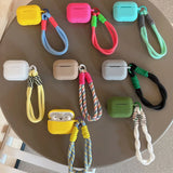 Popxstar  korea cute candy color silicone headphone cover case for airpods 4 2024 simple fall prevention lanyard for airpods 1 2 3 pro 2