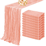 Popxstar 10PCS Set Semi-Sheer Gauze Wedding Table Runner Sage Green Cheesecloth Table Dining Party Christmas Banquets Arches Cake Decor