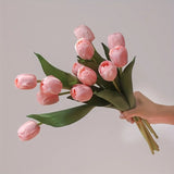 Popxstar  6pcs Hand Feel Moisturizing Tulip Simulation Flowers, Wedding Hand-held Flowers, Home Decoration Fake Flowers