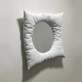 Popxstar  Wall Mirror Modern Silver Pillow Mirror Creative Square Wall Mounted Mirrors Makeup Mirror Bathroom Home Bedroom Wall Decor