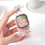popxstar Laser Transparent Acrylic Strap for Apple Watch Band 42mm 46 41 38 45 44 49 40mm Women Bracelet for iWatch Series 10 9 8 7 6 5