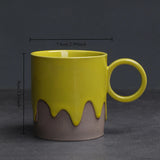 Creative Retro Coarse Ceramic Flow Glazed Coffee Cup Plate Set Latte Cup Home Makeup Cup
