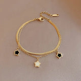 Popxstar 316L Stainless Steel Multilayer Chain Star Charm Necklace Bracelet For Women New Trend Jewelry Set Girls Party Gifts