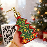 Popxstar  Christmas Design Glass Dispenser Bottle Refillable Pump for Shampoo Soap Lotion Holiday Bathroom Decor Gifts Vanity Organizer