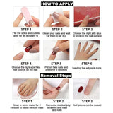 Popxstar  24 Pcs Cat Eye Winter Press on Nails for Gluing Long Korea False Nail for Girls Cheap Coffin Stick-on Fake Nails Set with Glue