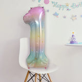 Popxstar  40Inch Colorful Gradient Number Balloon 0-9 Digit Foil Helium Balloon Butterfly Girl Birthday Party Decor Baby Shower Kids Gifts