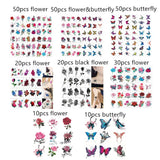 Popxstar 10/20/30/50Pcs Waterproof Temporary Tattoo Sticker Removable Body Art Sticker Butterfly Flower Women Men Fashion Tattoo Stickers