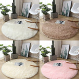 Popxstar Plush round carpet living Room Decoration Children's Bedroom fluffy white carpet non-slip blanket bedside design Room play mat