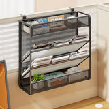 Hanging Mount Document Organization Stand Desktop Vertical Mail Paper Folder Holder Rack Desk File Organizer Mesh Magazine Rack