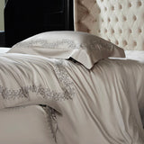 Popxstar  Luxury Embroidery Bedding Set 800TC Lyocell Cotton Soft Silky Cool Feeling Duvet Cover Flat/Fitted Bed Sheet Pillowcases 4Pcs