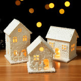 Popxstar Christmas Led Light Wooden House with Snowflake Luminous Cabin Christmas Decorations For Home Xmas Ornament New Year Gifts