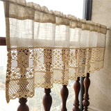 Popxstar Retro Tassels Short Curtains For Kitchen Beige Cotton Linen Lace Half Tulle Curtain Wine Cabinet Door Christmas Decor Curtain