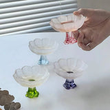 Popxstar  LotusShaped Transparent Dessert Dish Bowl Chinese Aesthetic Tableware Home Kitchen Dessert Fruit Highfooted Tray Tea Tasting Cup