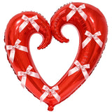 Popxstar  40 inch Large Heart Foil Balloon with Bow, Red Hook Heart Shape For Valentine's Day Wedding Engagement Bachelor's Party Decor
