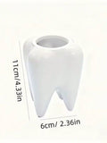 1pc Creative Tooth Shaped Pen Holder, Unique White Tooth Design, Suitable For Dental/Dentist Small Gifts, Home Office Desktop Organizer And Makeup Brush Holder, Also Can Be Used For Bathroom Toothbrush Storage Office Desk Acc