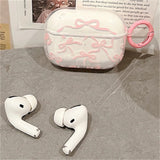 Popxstar Korean Cute Pink Bowknot Clear Headphones Case For AirPods 1 2 3 With Keychain Protective Shell Soft Cover For AirPods Pro 2