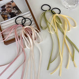 Popxstar Simple Color Bow Headdress For Woman Girls Tied Hair Long Ribbon Streamer Ponytail Head Rope Rubber Band Hair Decorate New