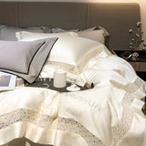 Popxstar  800TC Lyocell Eucalyptus Fiber Soft Silky Cool Feeling Bedding Set Glossy Duvet Cover Bed Sheet Sheet Pillowcases 4Pcs