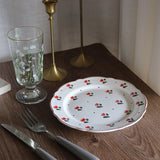 Popxstar  Ceramic Plate Household 8 Inch Flat Plate French Vintage Western Dish Flower Floret Porcelain China Tableware Baking