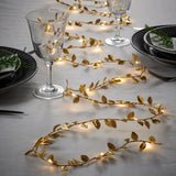 Popxstar 2M 20LED Golden Leaves String Fairy Lights For Wedding Birthday Party Decoration Home Garden Artificial Plant Garland Vine Light