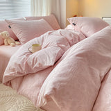 Premium Cotton 4 Piece Bed Set Soft Washed Cotton Sheet Set Duvet Cover Bedding Set